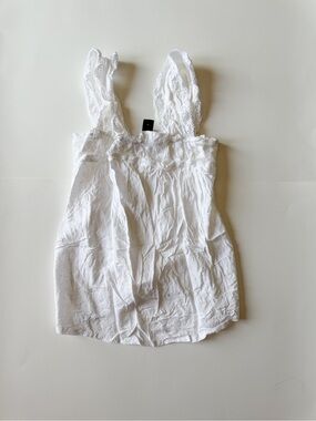 SHEIN White Lace-Trim Smocked tank top